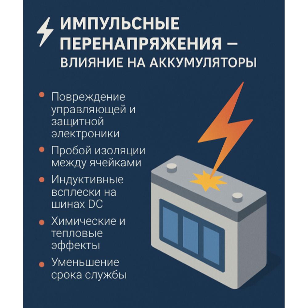 Влияние импульсных перенапряжений на аккумуляторы и другие химические источники тока