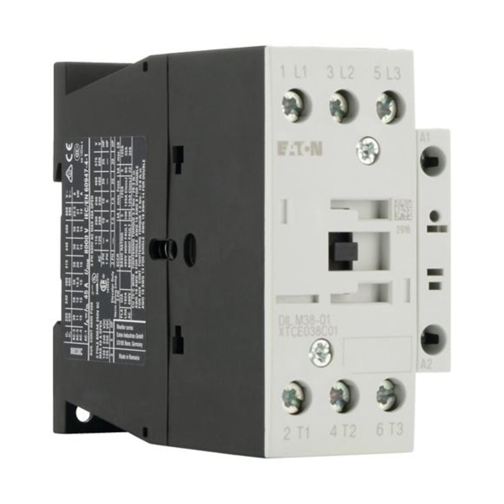 DILM38-01(110V50/60HZ) Контактор 38 А, управляющее напряжение 110В (AС), 1НЗ доп. контакт, категория применения AC-3, AC-4